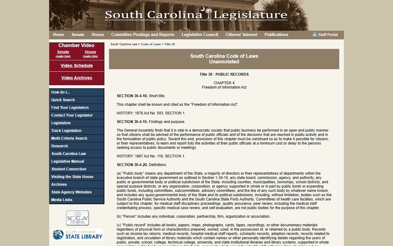 Sumter County Clerk of Court records South Carolina FOIA source
