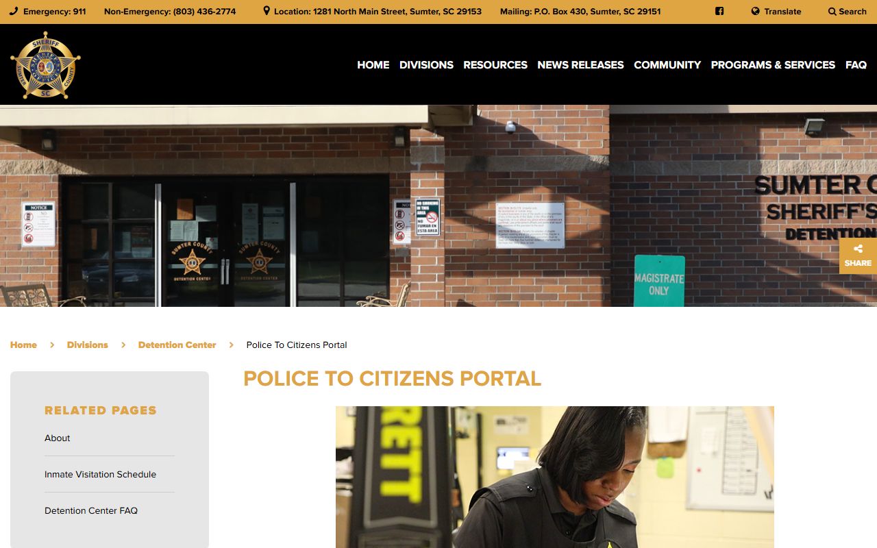 Sumter County arrest records and jail portal hold reason link