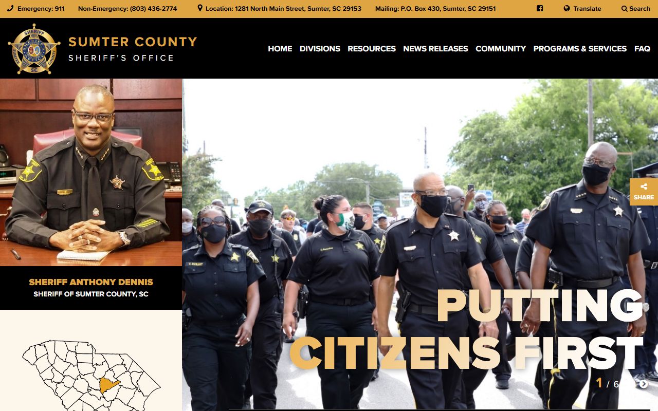 Sumter County arrest records and court charge records from Sheriff Office