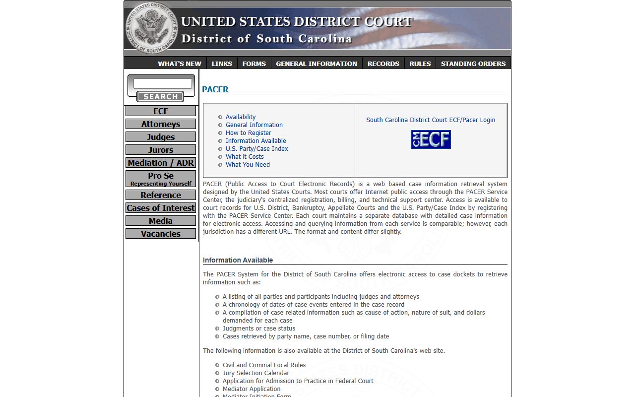 Sumter County Circuit Court PACER CM ECF federal access