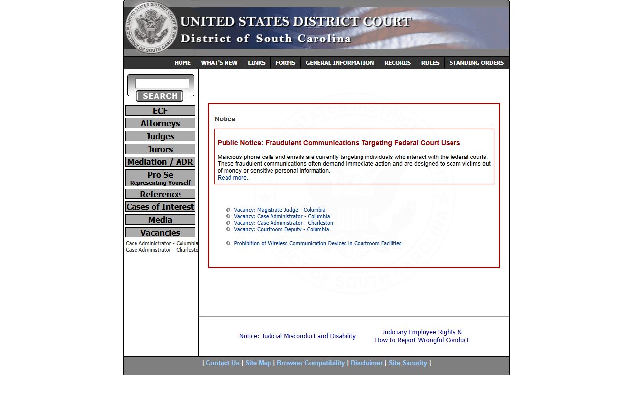 Sumter County Circuit Court federal district court boundary