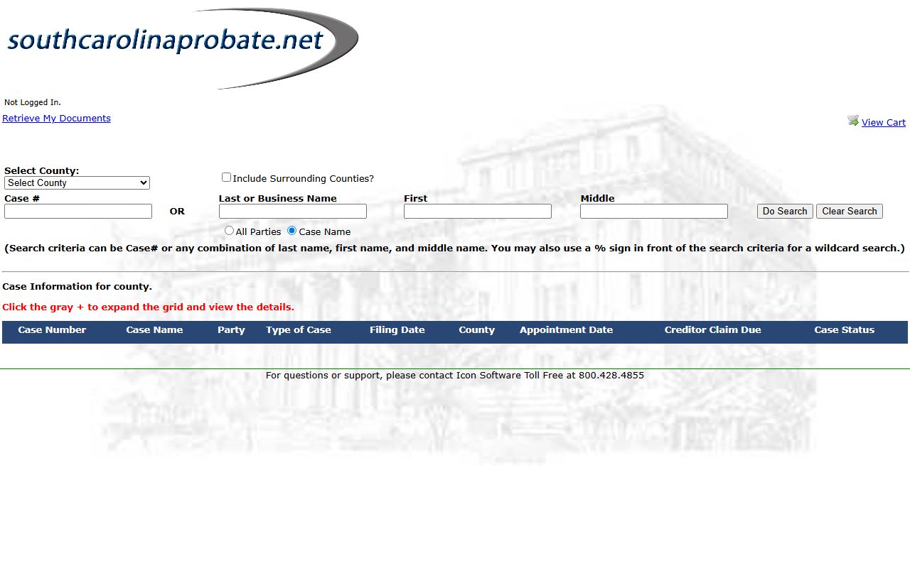 Sumter County court records South Carolina Probate Search portal