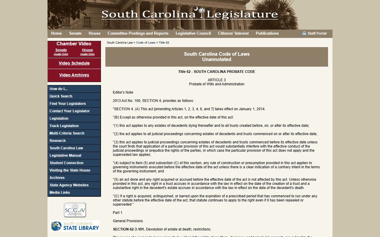 Sumter County probate records South Carolina Probate Code source