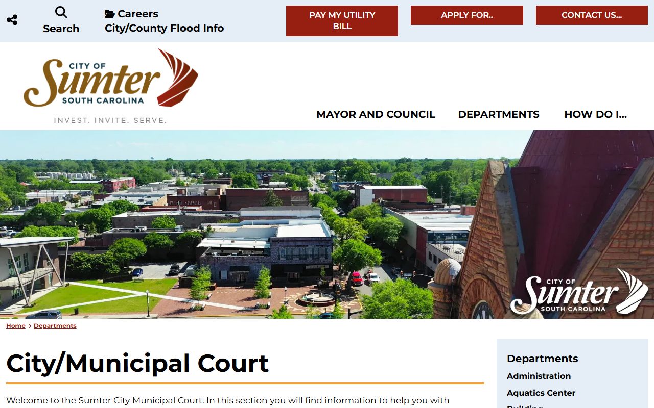 Sumter County traffic court records City of Sumter Municipal Court