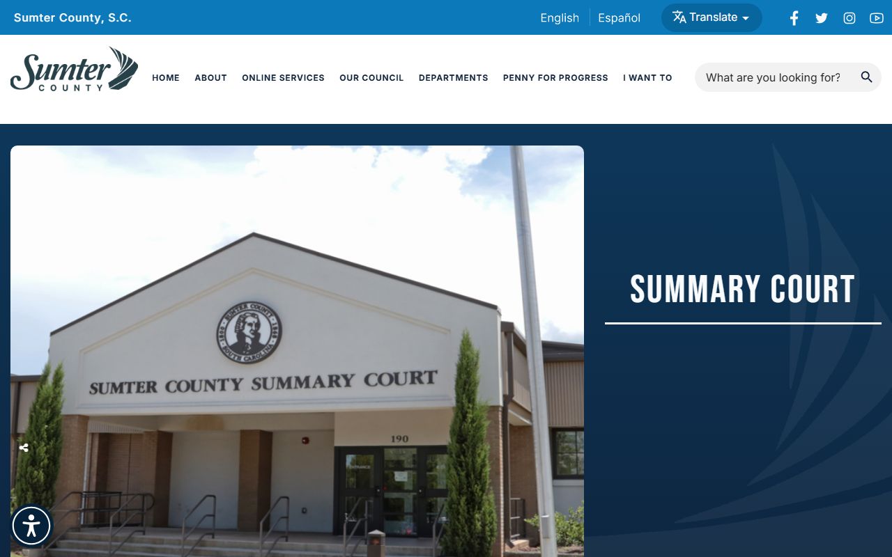 Sumter County traffic court records Summary Court page